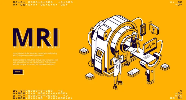 Scanner Mri com paciente e médico web banner —  Vetores de Stock