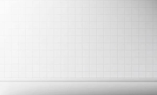 Azulejo blanco pared y suelo en el fondo del baño — Vector de stock