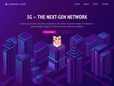 5g ağ teknolojisi izometrik iniş sayfası.