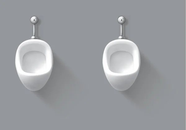 Urinoir en céramique blanche sur le mur dans les toilettes masculines — Image vectorielle