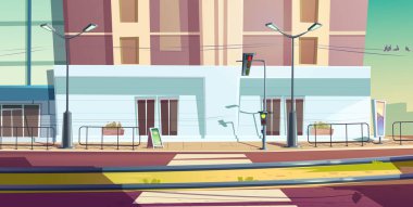 Vector City caddesi, araba yolu ve tramvay rayları.