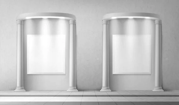 Arcos con columnas y letreros en blanco en pared — Vector de stock