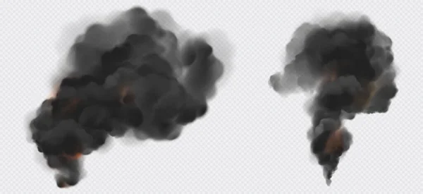 Zwarte rook of stoom paden ingesteld, industriële smog — Stockvector