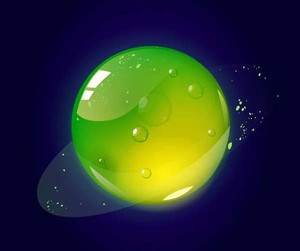 Vektorový karikatura Zelená želé planety ve vesmíru — Stockový vektor