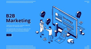 B2b pazarlama stratejisi izometrik iniş sayfası