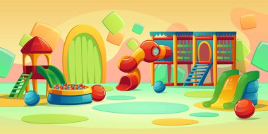 Kids playground with carousel and slide clipart