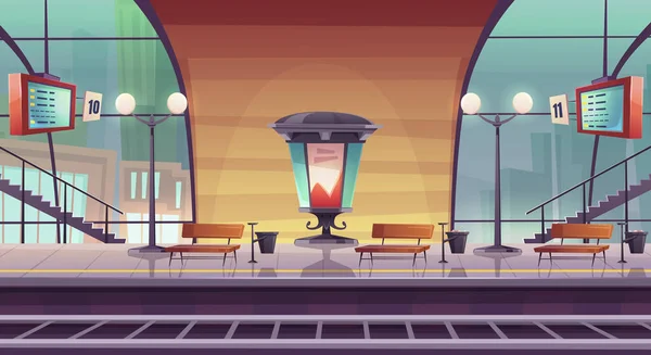 Gare ferroviaire, quai ferroviaire vide pour le train — Image vectorielle