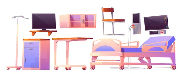 Muebles de dibujos animados vectoriales para sala de hospital — Vector de stock