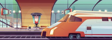 Tren ve platformlu vektör tren istasyonu