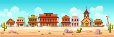 Vector batı kasaba sokağı ahşap binalar