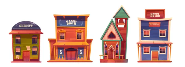 Wild west buildings set, cowboy style design.