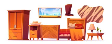 Vahşi batı yatak odası seti, batı tarzı.