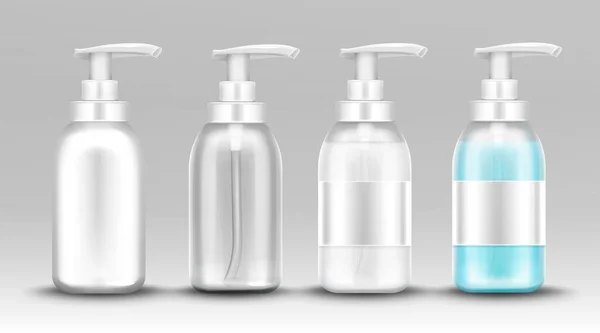 Bottiglia di plastica con pompa dispenser per sapone liquido — Vettoriale Stock