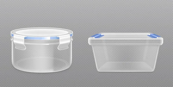 Cubo de plástico vacío transparente vista frontal — Vector de stock
