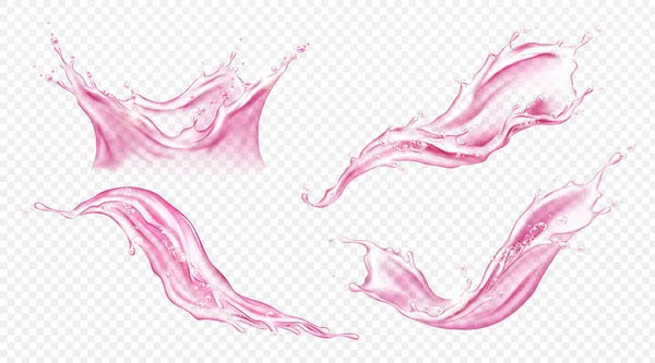 液体或粉红水的矢量逼真喷溅 — 图库矢量图片