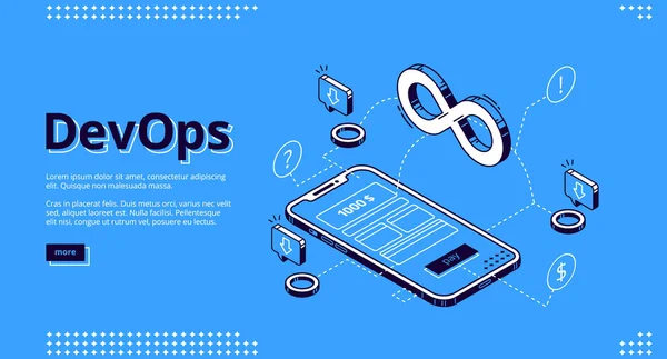 Landing page of DevOps, development operations — стоковий вектор