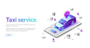 Taksi servisinin iniş sayfası, online sipariş arabası.