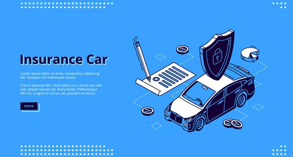 Landing Page der Autoversicherung — Stockvektor