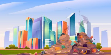 Şehir çöplüğü çöp yığını, kirli hurdalık