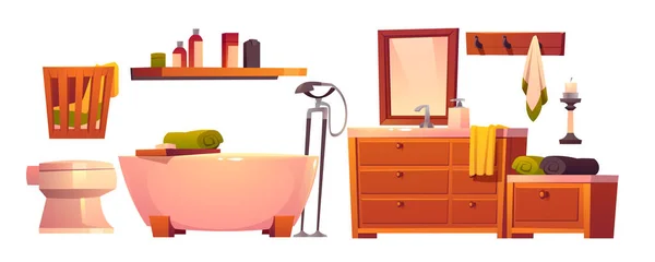 Rústico baño cosas en estilo retro aislado conjunto — Vector de stock