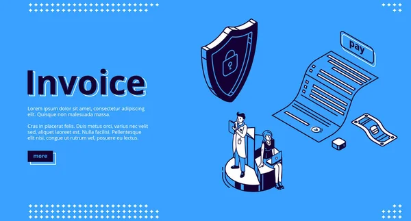 Vector Landing Page der Rechnung, mobiles Bezahlen — Stockvektor