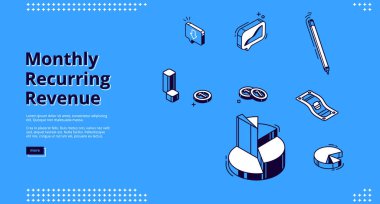 Aylık yinelenen gelir izometrik web pankartı