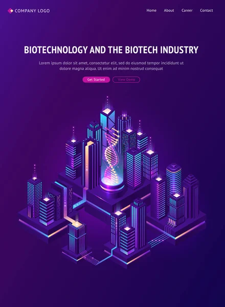 Baner izometryczny przemysłu biotechnologicznego — Wektor stockowy