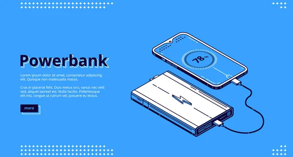 パワーバンクスマートフォン充電等距離着陸 — ストックベクタ