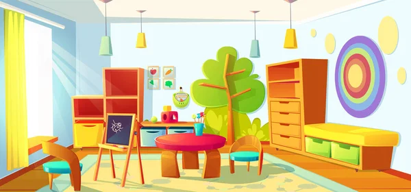 Crianças playroom interior, vazio dentro de casa quarto de crianças — Vetor de Stock