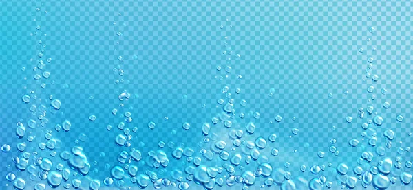 Luchtbellen, bruisende waterdruppels, aqua motion — Stockvector