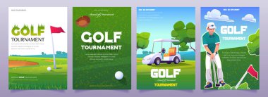Vektör karikatür golf turnuvası posterleri