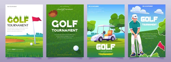 病媒卡通人物高尔夫球比赛海报 — 图库矢量图片