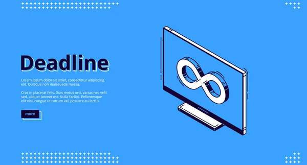 Landing page of deadline with infinity icon — Stock Vector