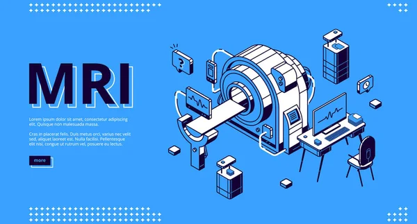 Mri scanner with patient and doctor web banner — Stock Vector