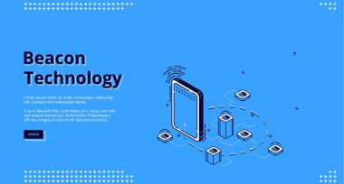 Beacon kablosuz teknoloji izometrik web pankartı
