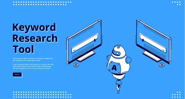 关键词研究工具等距着陆页. — 图库矢量图片