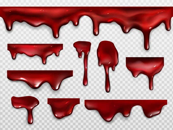Sangue gocciolante, vernice rossa o ketchup — Vettoriale Stock