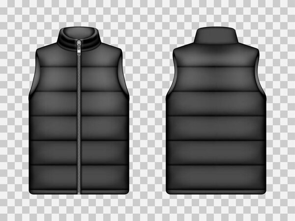 Black sleeveless puffer jacket, down vest mockup