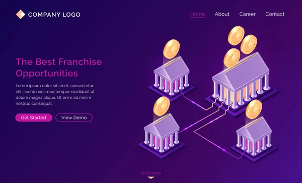 Franchise-Chancen isometrische Landing Page — Stockvektor