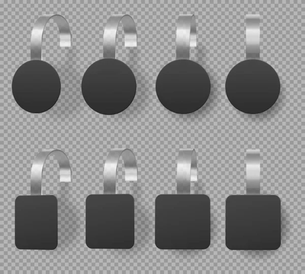 Schwarze quadratische und runde Wobbler, Preisschilder — Stockvektor