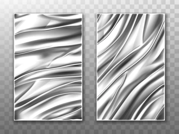 Silberfolie zerknittert Metall Textur Hintergrund — Stockvektor