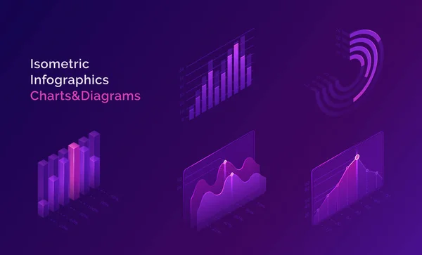 Conjunto de diagramas e infografías isométricas — Archivo Imágenes Vectoriales