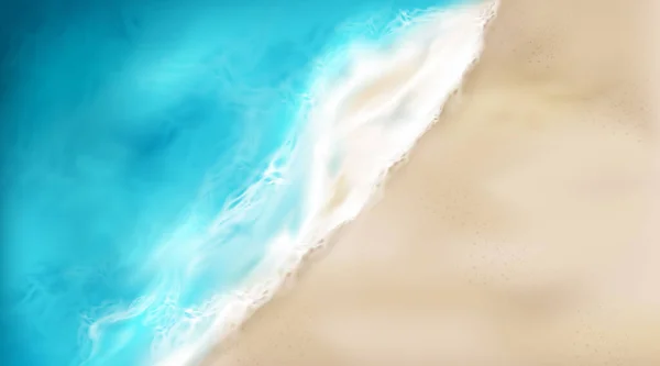 Vue de dessus de la vague de mer avec éclaboussures de mousse sur la plage — Image vectorielle