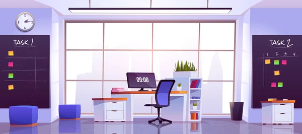 Intérieur de bureau avec table d'ordinateur — Image vectorielle