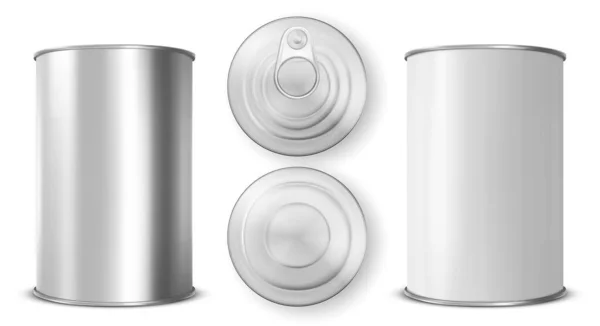 Tin can with ring pull side, top and bottom view — Stock Illustration Tin can with ring pull side, top and bottom view Royalty Free Stock Illustrations