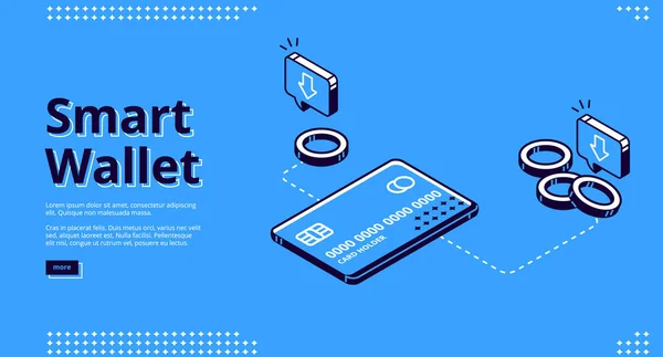 Landing page of smart wallet, ηλεκτρονική χρηματοδότηση — Διανυσματικό Αρχείο