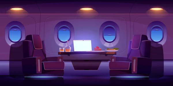 Intérieur d'avion à réaction privé, cabine d'avion de luxe — Image vectorielle