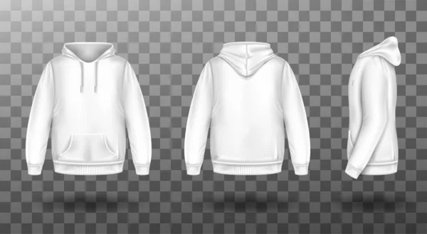 Sudadera con capucha, sudadera blanca simulada por delante y por detrás — Vector de stock