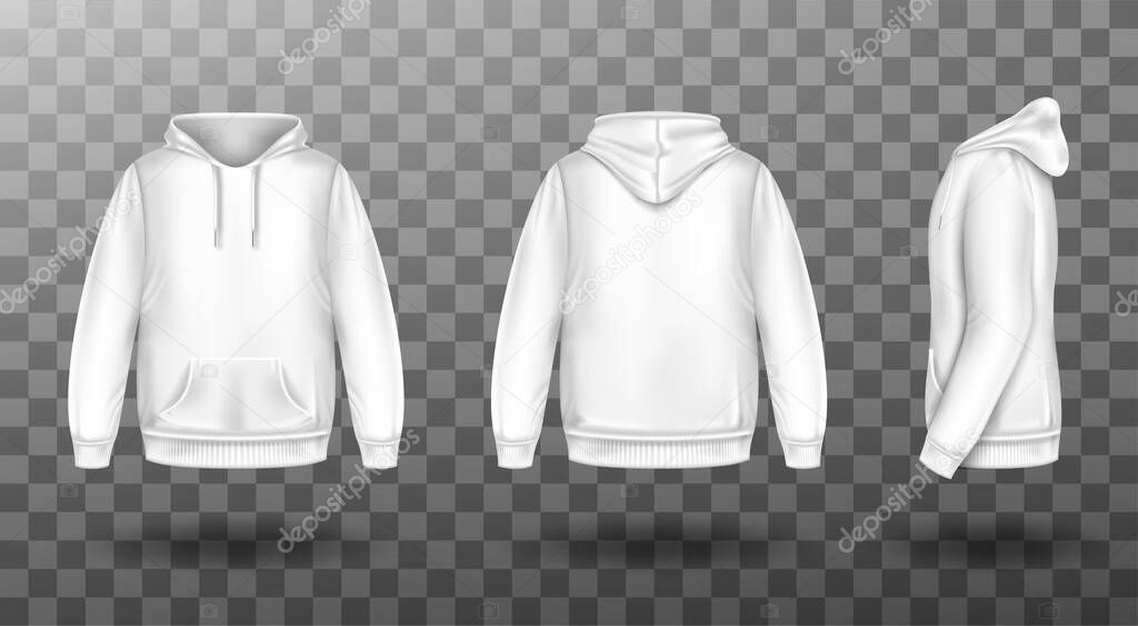 Vettoriale stockFelpa bianca con cappuccio modello davanti e