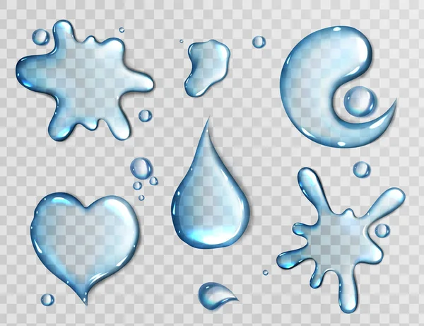 Νερό χύνει διαφορετικά σχήματα πάνω όψη — Διανυσματικό Αρχείο